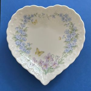 ‘Thinking of You’ Mikasa Ceramic Floral Butterfly Heart Dish NWOB